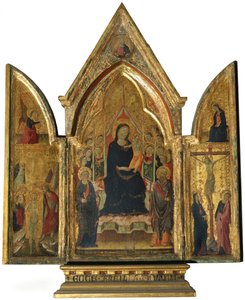 Triptyque : Vierge Marie et Enfant avec Saints, Anges et la Crucifixion