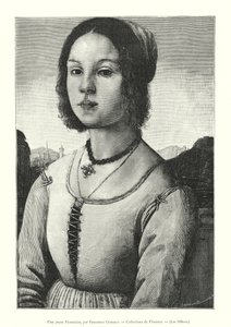 Une jeune Florentine, Collections de Florence, Les Offices (gravure) - Italian School