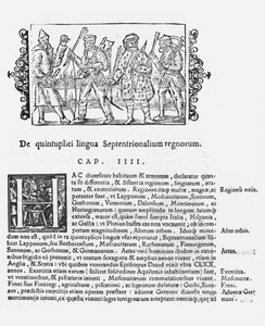 Variété de langues, illustration de Historia de Gentibus Septentrionalibus par Olaus Magnus (1490-1558), publié à Rome, 1555