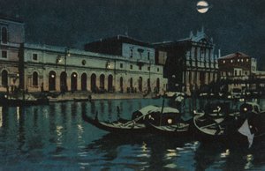 Venise, grand canal (lithographie couleur) - Italian School