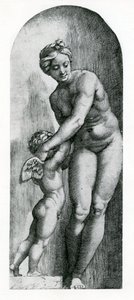 Vénus et Amour, XVIIe siècle - Italian School