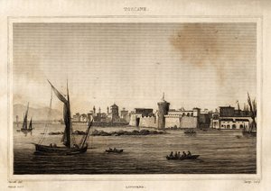 Vue de Livourne en Toscane. Gravure par Storetti dans « Italie pittoresque », Amable Coste éditeur, Paris
