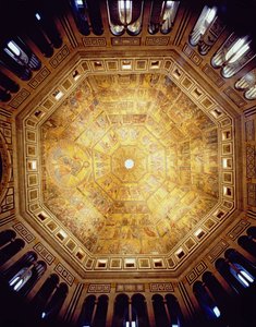 Vue du plafond en mosaïque, commencé vers 1225 (mosaïque) - Italian School