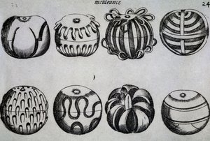 Façons de couper les fruits, illustration de Li tre trattati di messer Mattia Giegher bavaro di Mosburc, Trinciante dell
