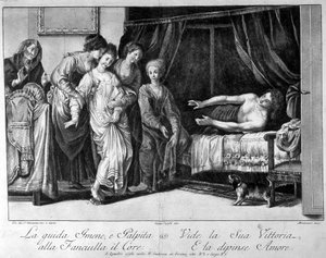 Épouse amenée au lit de son mari (le jour de son mariage ?), Italie, 18e siècle