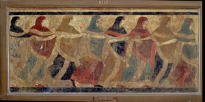Femmes exécutant la danse en chaîne funéraire, de Ruvo, IVe siècle av. J.-C.