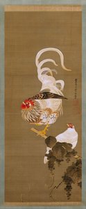 Poule et coq avec vigne - Ito Jakuchu