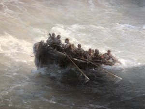 Fragment de bateau avec des personnes