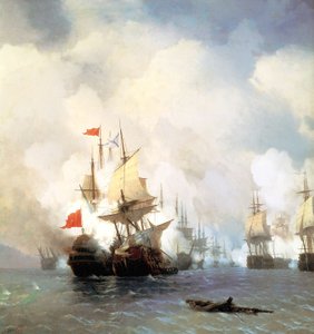 Russe : "Bataille dans le détroit de Chios le 24 juin 1770" Bataille de Chios le 24 juin 1770