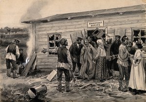 Scène dans une caserne de choléra de la série d