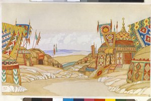 Le camp militaire Polovtsien. Décor pour l