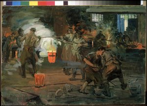 Ouvriers dans un atelier de fonderie