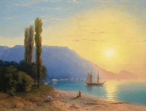 "Coucher de soleil sur Yalta en Crimée" Peinture d