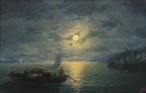 Traversée de la rivière Dnepr par nuit de lune