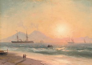 Regarder les bateaux au coucher du soleil - Ivan Konstantinovich Aivazovsky
