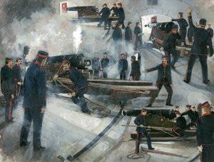 Équipe de canonniers, casemates de la batterie de Dartmouth Point au château de Dartmouth à la fin du XIXe siècle - Ivan Lapper