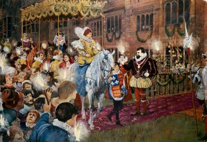 Robert Dudley accueillant la reine Élisabeth I au château de Kenilworth, Warwickshire, juillet 1575