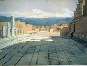 Pompei (Italie). Vues du forum des ruines romaines dans la baie de Naples, devant le mont Vésuve. Œuvre de Ivan Nikolayevich Kramskoi (1837-1887), aquarelle sur papier - Ivan Nikolaevich Kramskoy