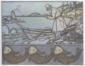 Illustration du Conte du pêcheur et du poisson - Ivan Yakovlevich Bilibin