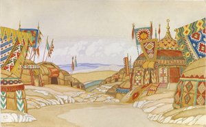 Le camp des Polovtsiens. Décor de scène pour l