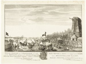 Divertissement sur glace sur un terrain inondé à La Haye (Dix-huit vues dans et autour de La Haye) - Iven Besoet (attributed to)