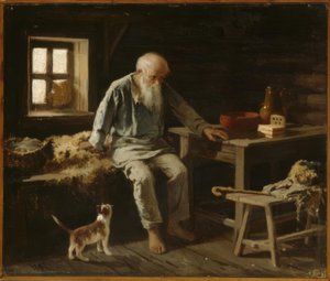 Vieil homme avec son chat