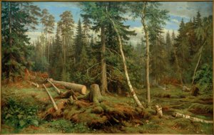 I.I. Schischkin, Abattage de bois