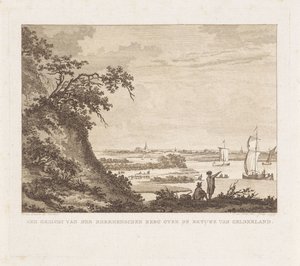 Paysage vaste avec deux figures et des voiliers - Izaak Jansz. de Wit