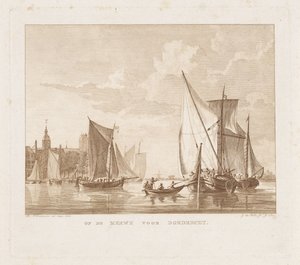 Voiliers et une chaloupe devant Dordrecht (Op de Merwe voor Dordrecht) - Izaak Jansz. de Wit