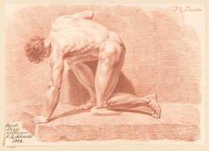 Homme nu agenouillé, vu de côté (2e prix 1804) - Izaak Riewert Schmidt