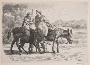 À Enghien. Paysannes rentrant de Paris - J.C. Nielsen