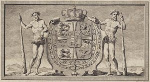 Les armoiries danoises avec des hommes sauvages comme supports de bouclier - J.F. Clemens