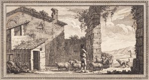 Un berger avec des moutons et des chèvres - J.F. Clemens