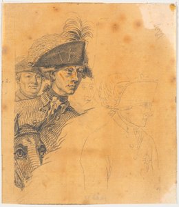 Travail préparatoire pour la gravure : Frédéric le Grand rentre chez lui après une revue à Potsdam