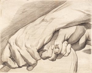Étude de deux mains tenant une corde - J.F. Clemens