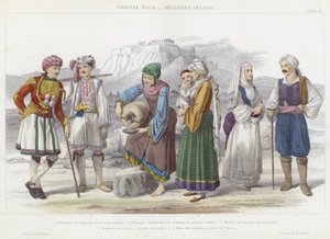 Race grecque, Hellènes, Pélasges (gravure en couleur)