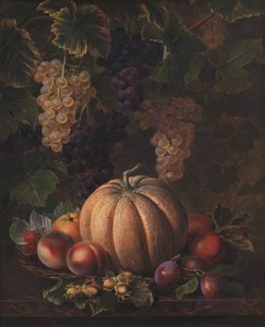 Divers fruits, y compris melon et raisins - J.L. Jensen