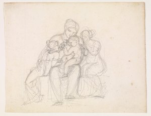 Groupe de figures. Femme et 3 enfants