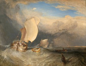 Bateaux de pêche avec des marchands négociant du poisson, 1837-38