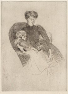 Femme et enfant, assis (Mère et enfant avec jouet) - J. Alden Weir