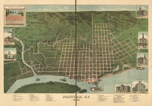 Vue aérienne de Paducah, Kentucky 1889.
