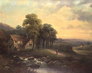 Cottage au coucher du soleil