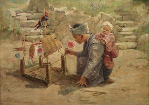Garçon japonais construisant un navire de guerre, 1895 - J. C. Arter.
