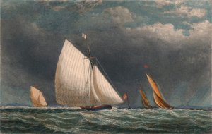 La Régate, Yachts contournant la bouée de drapeau, XIXe siècle - J Godden