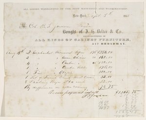 Acte de vente au Col. B. S. Jordan, 5 septembre 1855 - J. H. Belter and Co. J. H. Belter and Co.