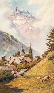 Les Dents du Midi depuis Gryon, au-dessus de Bex, JHL (lithographie couleur)