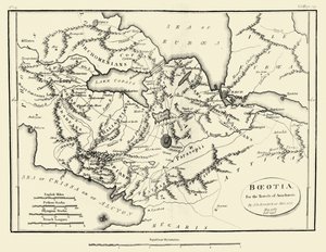 Carte de la Béotie antique - J. J. Barthélemy