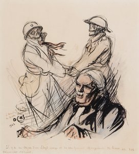 Lloyd George jouant encore les lieux et les souvenirs sérieux de la Première Guerre mondiale en 1922, 1922 (stylo, pinceau, encre et aquarelle sur papier)