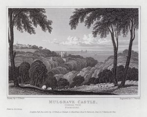 Vue générale du château de Mulgrave, Yorkshire - John Preston Neale