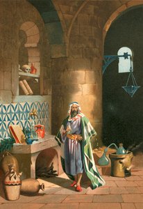 Rhases dans son laboratoire chimique à Bagdad